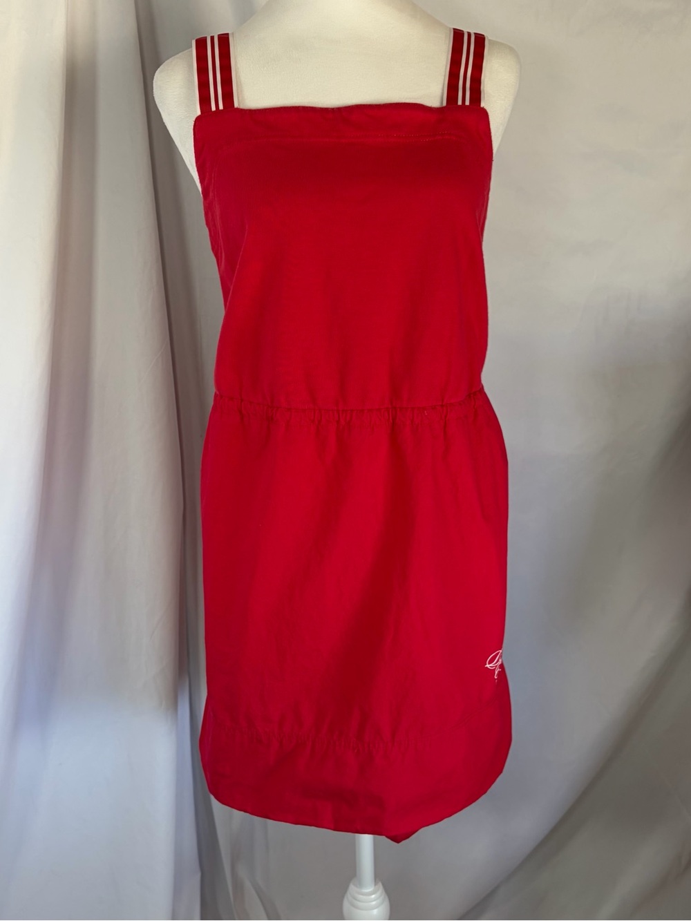 Anthro Daily Practice Passing Shot Mini Dress Red/White Grosgrain Straps Med‎